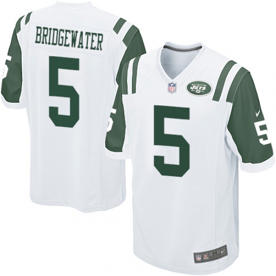 Men's Nike New York Jets #5 Teddy Bridgewater Game White NFL Jersey - Ujersey