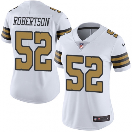 Women's Nike New Orleans Saints #52 Craig Robertson Limited White Rush Vapor Untouchable NFL Jersey - Ujersey