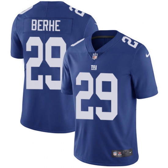 Men's Nike New York Giants #29 Nat Berhe Royal Blue Team Color Vapor Untouchable Limited Player NFL Jersey - Ujersey