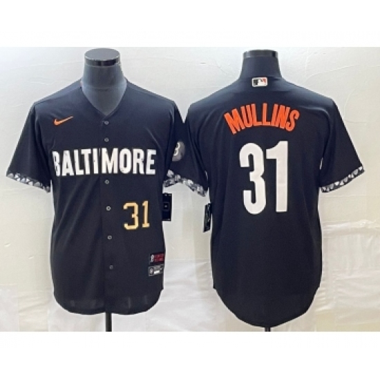 Men's Baltimore Orioles #31 Cedric Mullins Number Black 2023 City Connect Cool Base Stitched Jersey 1 - Ujersey