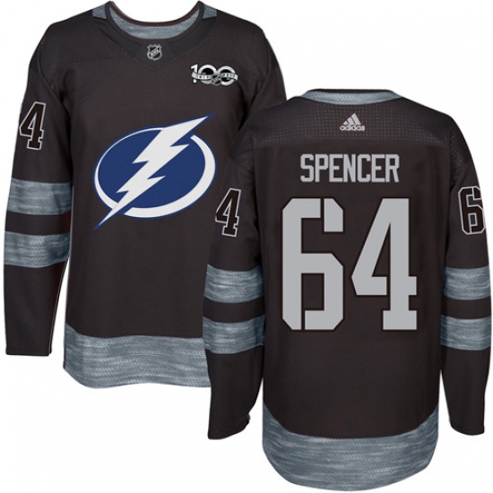 Men's Adidas Tampa Bay Lightning #64 Matthew Spencer Authentic Black 1917-2017 100th Anniversary NHL Jersey - Ujersey