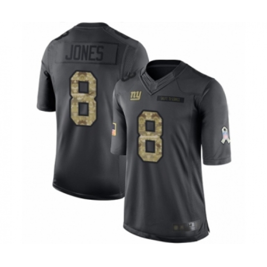 Youth New York Giants #8 Daniel Jones Limited Black 2016 Salute to Service Football Jersey - Ujersey