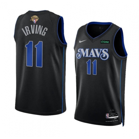 Men's Dallas Mavericks #11 Kyrie Irving Black 2024 Finals City Edition Stitched Basketball Jersey