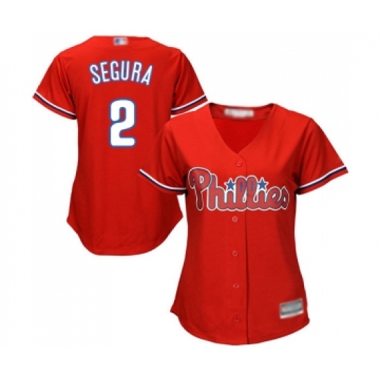 Women's Philadelphia Phillies #2 Jean Segura Replica Red Alternate Cool Base Baseball Jersey - Ujersey