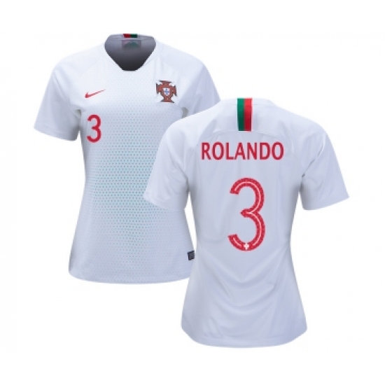 Women's Portugal #3 Rolando Away Soccer Country Jersey