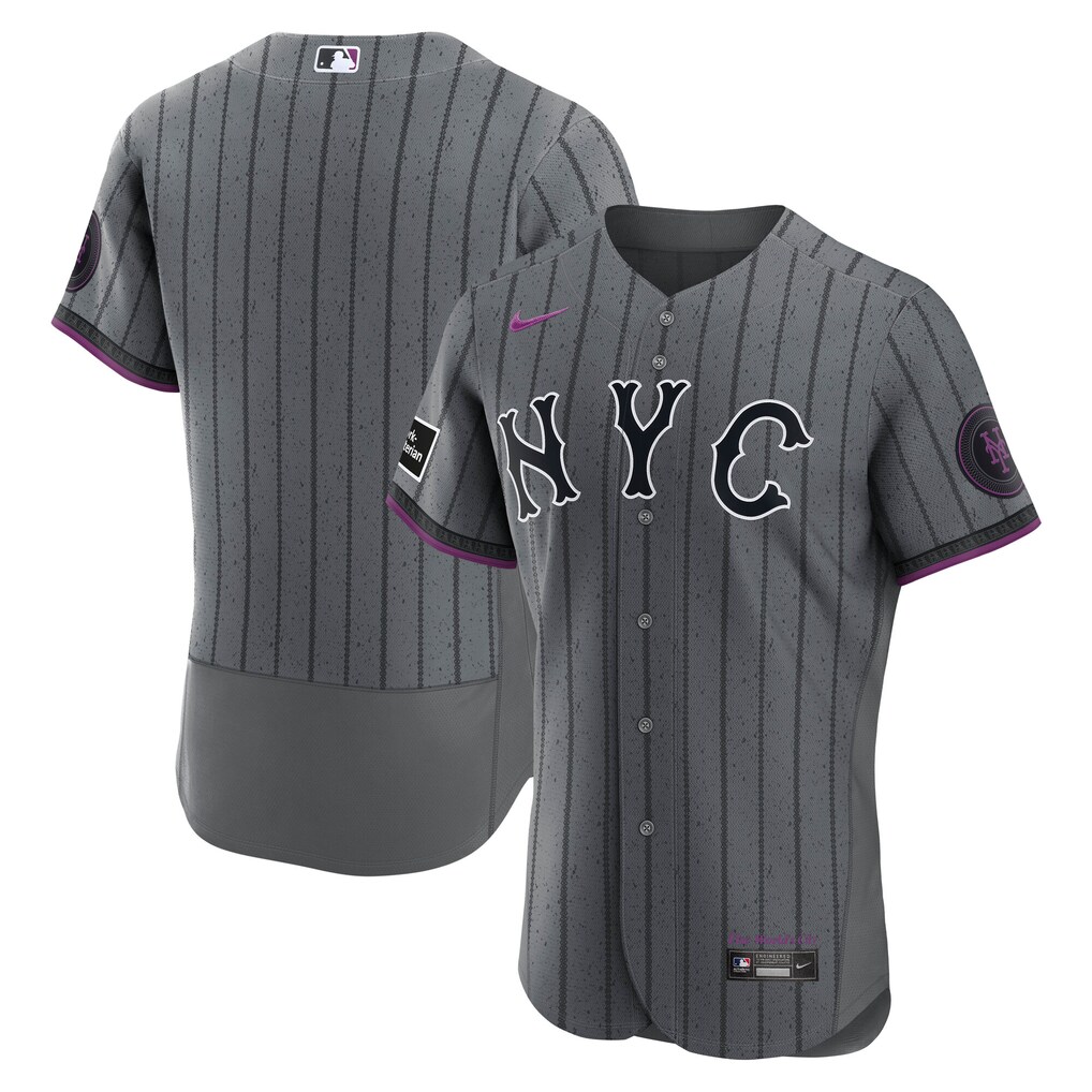 Men's New York Mets Nike Gray City Connect Authentic Sponsor Patch Jersey - Ujersey