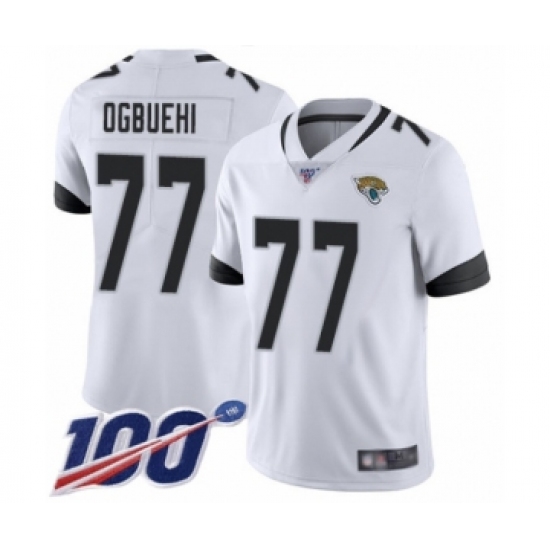 Men's Jacksonville Jaguars #77 Cedric Ogbuehi White Vapor Untouchable Limited Player 100th Season Football Jersey - Ujersey