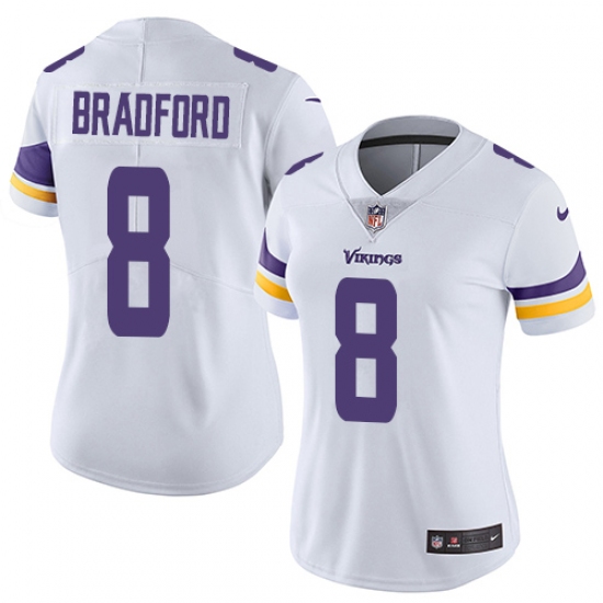 Women's Nike Minnesota Vikings #8 Sam Bradford White Vapor Untouchable Limited Player NFL Jersey - Ujersey