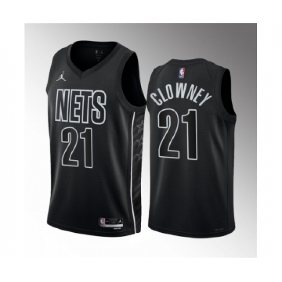 Men's Brooklyn Nets #21 Noah Clowney Black 2023 Draft Statement Edition Stitched Basketball Jersey - Ujersey