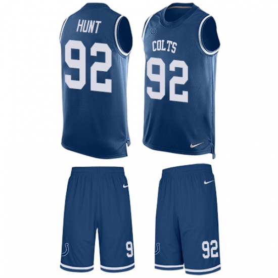 Men's Nike Indianapolis Colts #92 Margus Hunt Limited Royal Blue Tank Top Suit NFL Jersey - Ujersey