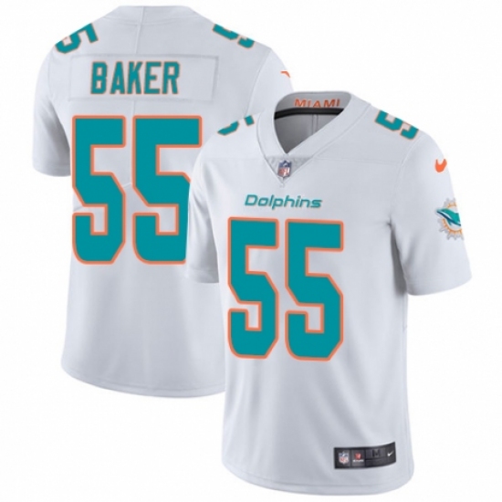 Men's Nike Miami Dolphins #55 Jerome Baker White Vapor Untouchable Limited Player NFL Jersey - Ujersey