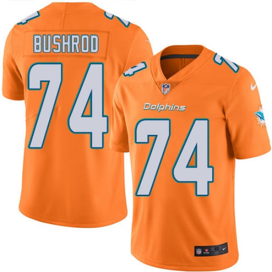 Men's Nike Miami Dolphins #74 Jermon Bushrod Elite Orange Rush Vapor Untouchable NFL Jersey - Ujersey