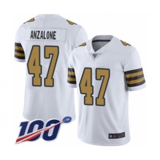 Men's New Orleans Saints #47 Alex Anzalone Limited White Rush Vapor Untouchable 100th Season Football Jersey - Ujersey