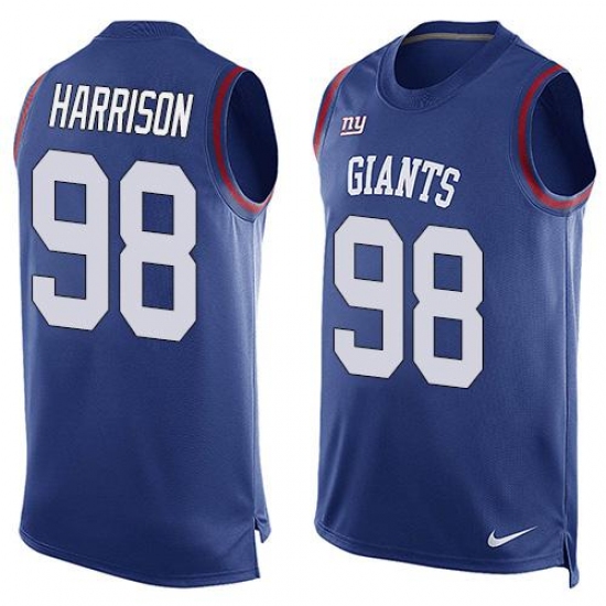 Men's Nike New York Giants #98 Damon Harrison Limited Royal Blue Player Name & Number Tank Top NFL Jersey - Ujersey