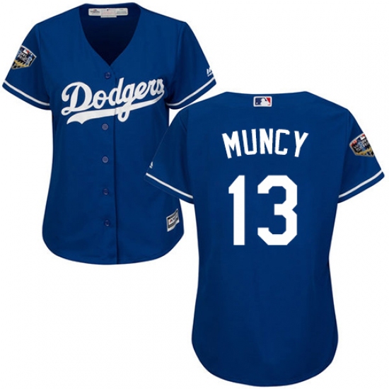 Women's Majestic Los Angeles Dodgers #13 Max Muncy Authentic Royal Blue Alternate Cool Base 2018 World Series MLB Jersey - Ujersey