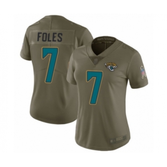 Women's Jacksonville Jaguars #7 Nick Foles Limited Olive 2017 Salute to Service Football Jersey - Ujersey