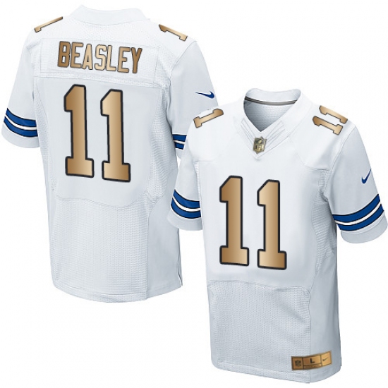 Men's Nike Dallas Cowboys #11 Cole Beasley Elite White/Gold NFL Jersey - Ujersey