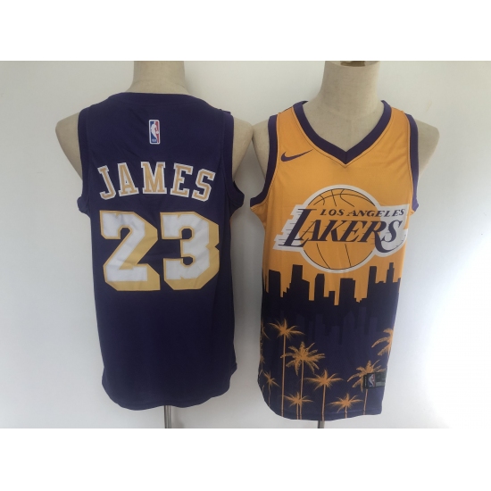 Men's Los Angeles Lakers #23 LeBron James Purple Salute To Service Stitched Basketbal Jersey - Ujersey