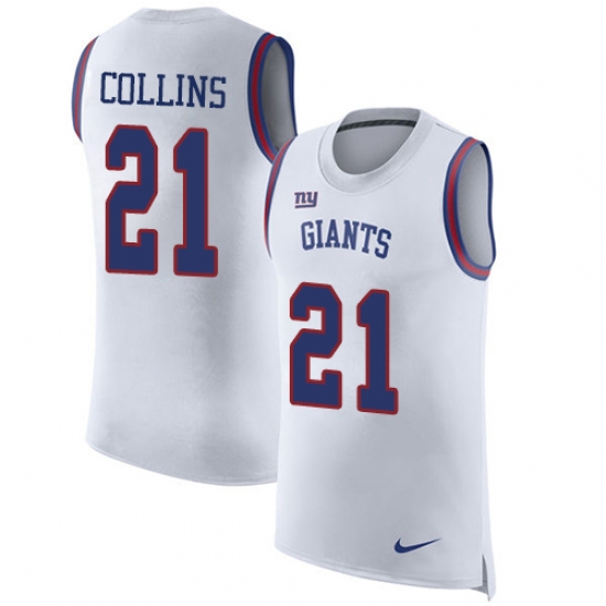 Men's Nike New York Giants #21 Landon Collins Limited White Rush Player Name & Number Tank Top NFL Jersey - Ujersey