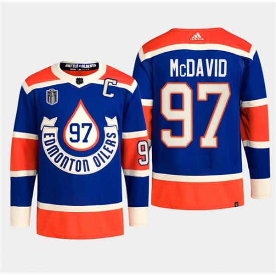 Men's Edmonton Oilers #97 Connor McDavid Royal 2024 Stanley Cup Final Heritage Classic Primegreen Stitched Jersey - Ujersey