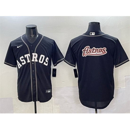 Men's Houston Astros Team Big Logo Black Lights Out Limited Stitched Baseball Jersey - Ujersey