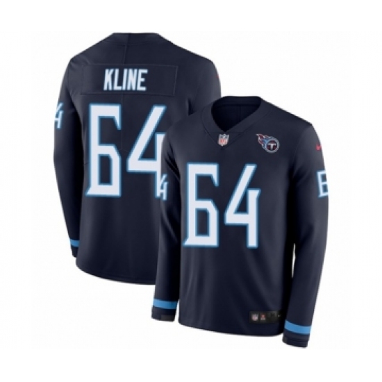 Youth Nike Tennessee Titans #64 Josh Kline Limited Navy Blue Therma Long Sleeve NFL Jersey - Ujersey