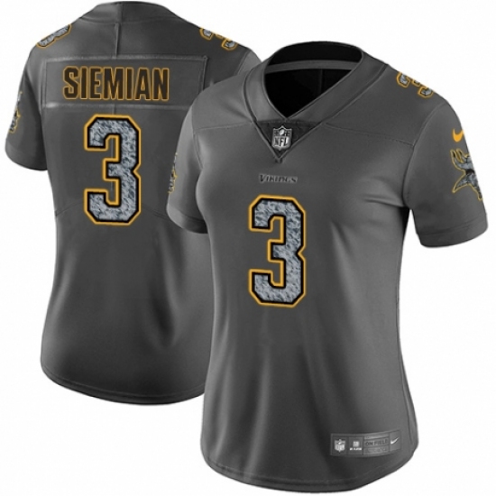 Women's Nike Minnesota Vikings #3 Trevor Siemian Gray Static Vapor Untouchable Limited NFL Jersey - Ujersey