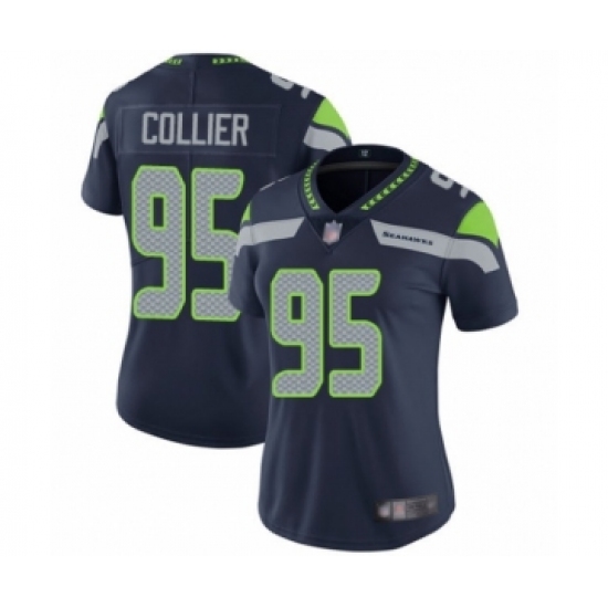 Women's Seattle Seahawks #95 L.J. Collier Navy Blue Team Color Vapor Untouchable Limited Player Football Jersey - Ujersey