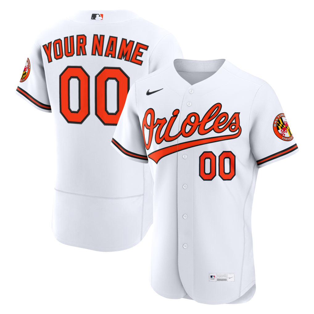 Men's Baltimore Orioles Nike White Home Authentic Custom Jersey - SUjersey01