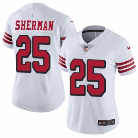 Women's Nike San Francisco 49ers #25 Richard Sherman Limited White Rush Vapor Untouchable NFL Jersey - Ujersey