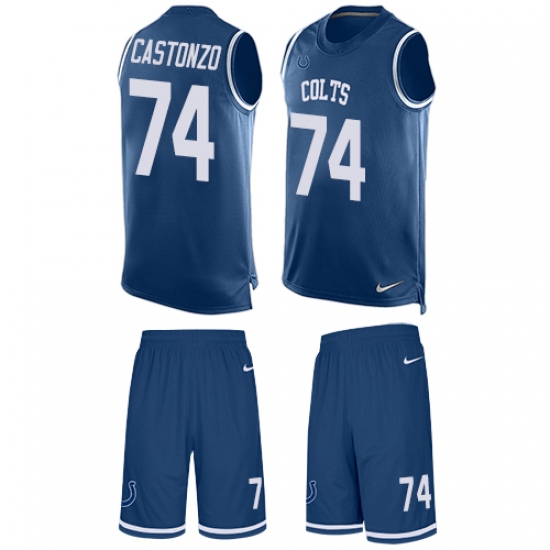 Men's Nike Indianapolis Colts #74 Anthony Castonzo Limited Royal Blue Tank Top Suit NFL Jersey
