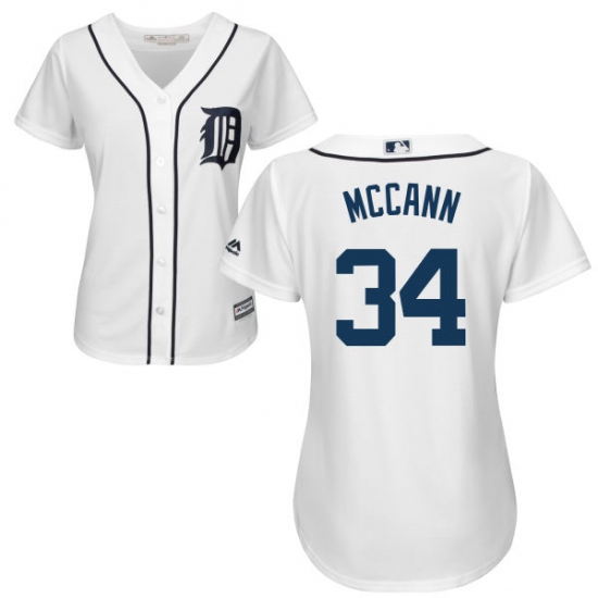 Women's Majestic Detroit Tigers #34 James McCann Authentic White Home Cool Base MLB Jersey - Ujersey