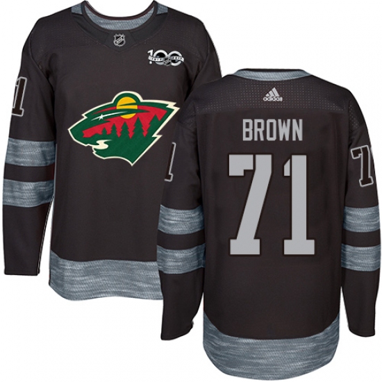 Men's Adidas Minnesota Wild #71 J T  Brown Authentic Black 1917-2017 100th Anniversary NHL Jersey - Ujersey