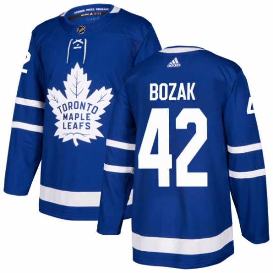 Men's Adidas Toronto Maple Leafs #42 Tyler Bozak Authentic Royal Blue Home NHL Jersey - Ujersey