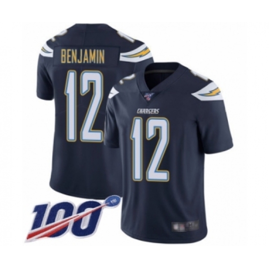 Men's Los Angeles Chargers #12 Travis Benjamin Navy Blue Team Color Vapor Untouchable Limited Player 100th Season Football Jersey - Ujersey