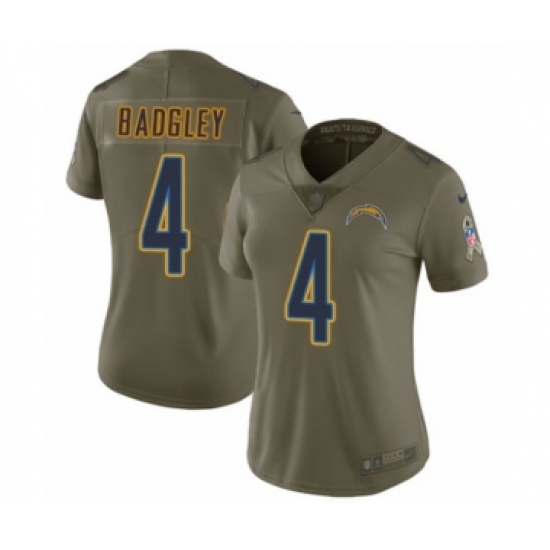 Women's Nike Los Angeles Chargers #4 Michael Badgley Limited Olive 2017 Salute to Service NFL Jersey - Ujersey
