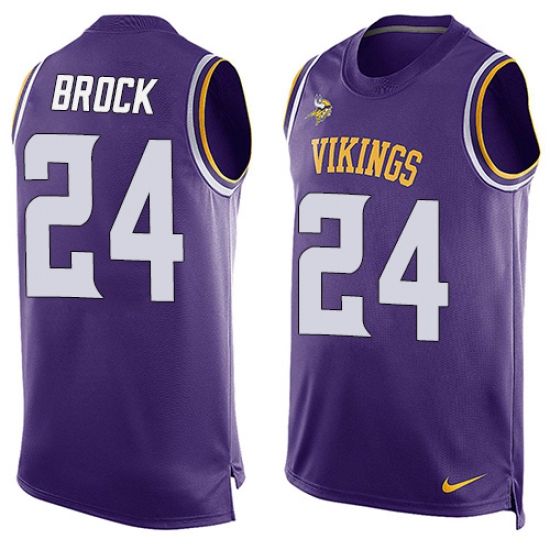 Men's Nike Minnesota Vikings #24 Tramaine Brock Limited Purple Player Name & Number Tank Top NFL Jersey - Ujersey