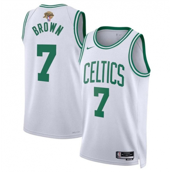 Men's Boston Celtics #7 Jaylen Brown White 2024 Finals Association Edition Stitched Basketball Jersey - Ujersey