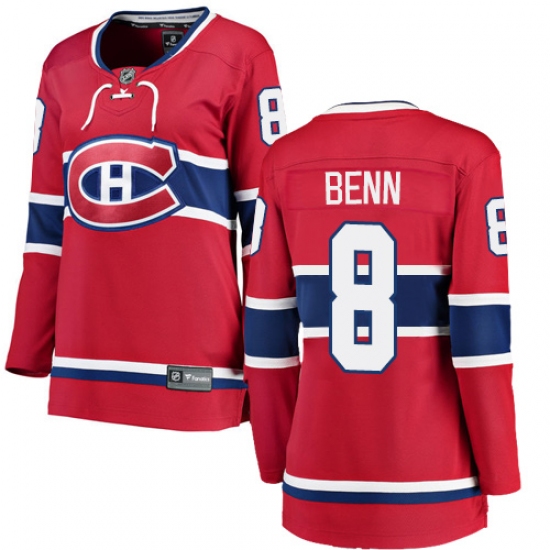 Women's Montreal Canadiens #8 Jordie Benn Authentic Red Home Fanatics Branded Breakaway NHL Jersey - Ujersey