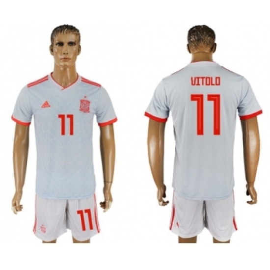 Spain #11 Vitolo Away Soccer Country Jersey