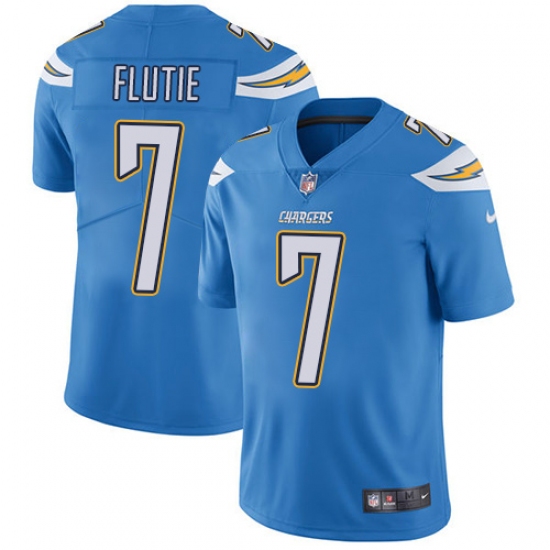 Men's Nike Los Angeles Chargers #7 Doug Flutie Electric Blue Alternate Vapor Untouchable Limited Player NFL Jersey - Ujersey