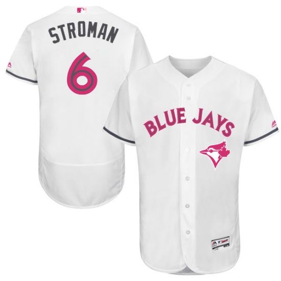 Men's Majestic Toronto Blue Jays #6 Marcus Stroman Authentic White 2016 Mother's Day Fashion Flex Base MLB Jersey - Ujersey