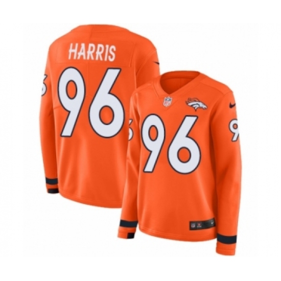 Women's Nike Denver Broncos #96 Shelby Harris Limited Orange Therma Long Sleeve NFL Jersey - Ujersey