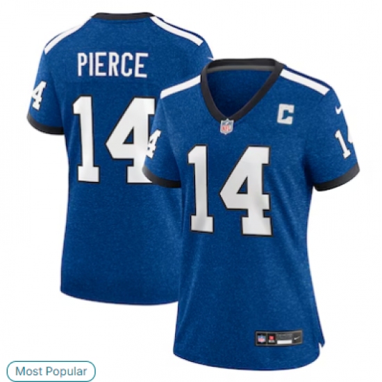 Women's Indianapolis Colts #14 Alec Pierce Limited Blue Heather Royal Alternate 2 Indiana Nights Jersey - Ujersey