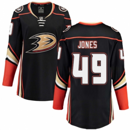 Women's Anaheim Ducks #49 Max Jones Authentic Black Home Fanatics Branded Breakaway NHL Jersey - Ujersey