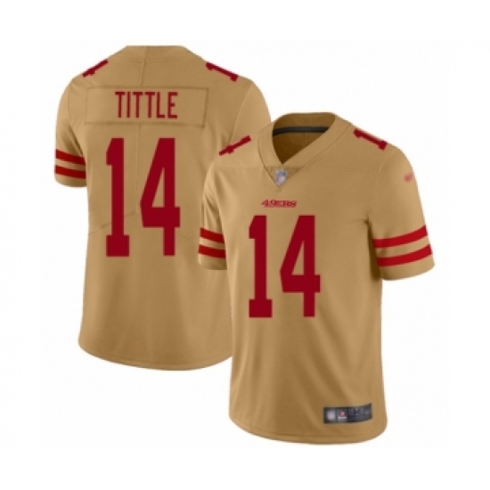 Youth San Francisco 49ers #14 Y.A. Tittle Limited Gold Inverted Legend Football Jersey - Ujersey