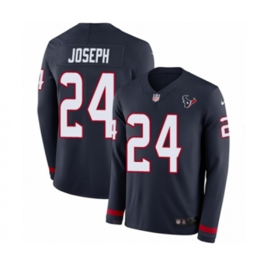 Youth Nike Houston Texans #24 Johnathan Joseph Limited Navy Blue Therma Long Sleeve NFL Jersey - Ujersey