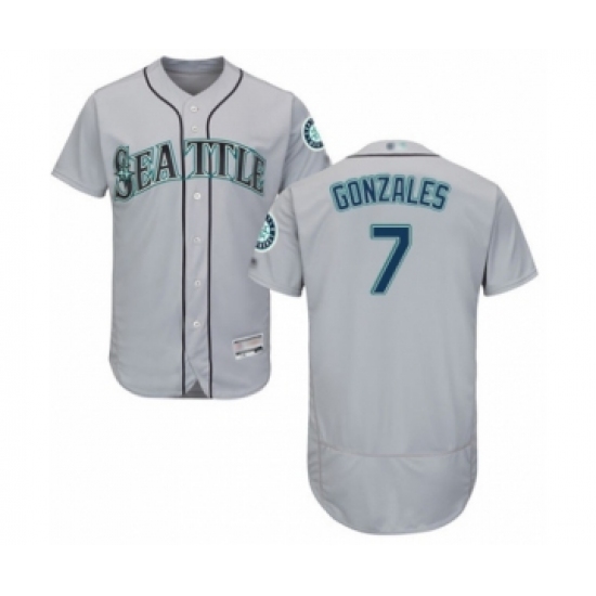 Men's Seattle Mariners #7 Marco Gonzales Grey Road Flex Base Authentic Collection Baseball Player Jersey - Ujersey