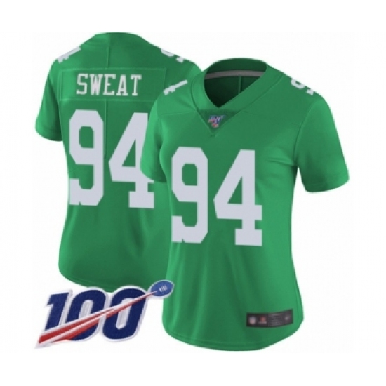 Women's Philadelphia Eagles #94 Josh Sweat Limited Green Rush Vapor Untouchable 100th Season Football Jersey - Ujersey