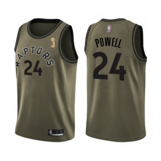 Men's Toronto Raptors #24 Norman Powell Swingman Green Salute to Service 2019 Basketball Finals Champions Jersey